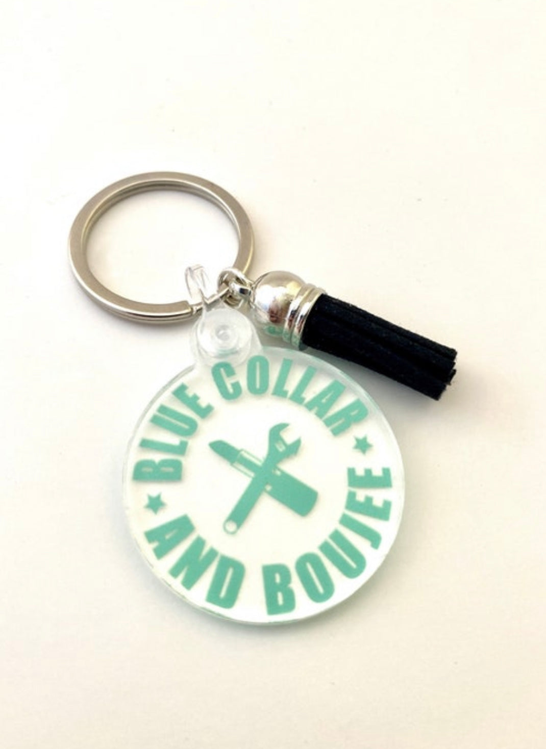 Blue Collar and Boujee Keychain