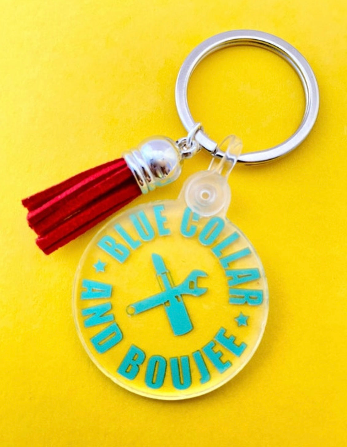 Blue Collar and Boujee Keychain