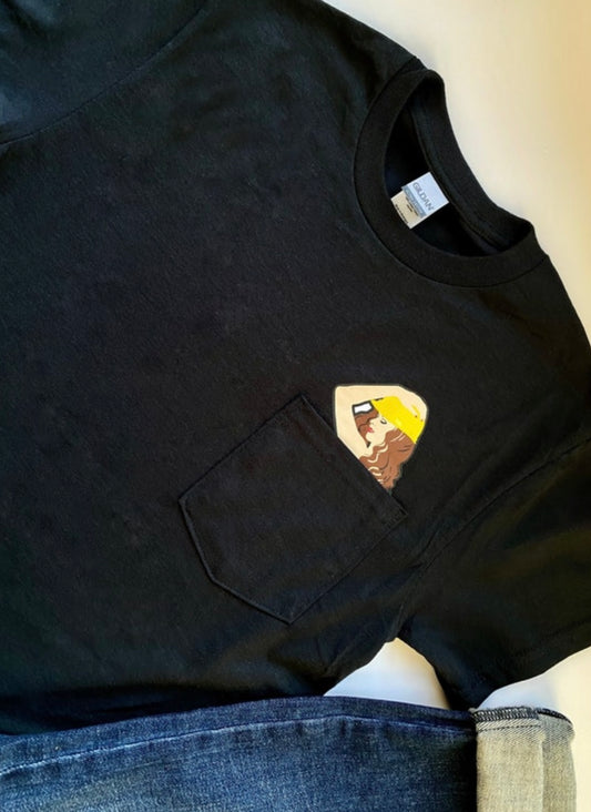 PEEK-A-BOO Pocket T-Shirt Construction Girl