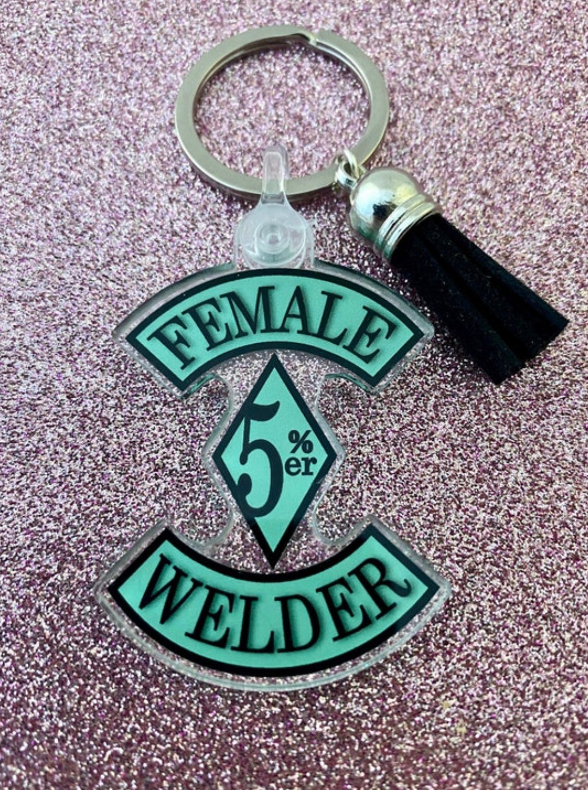 Female Welder 5%er Keychain