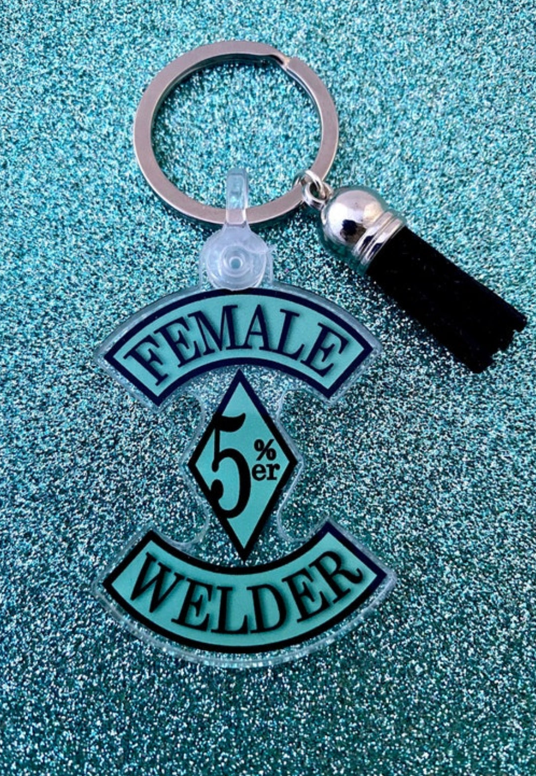 Female Welder 5%er Keychain