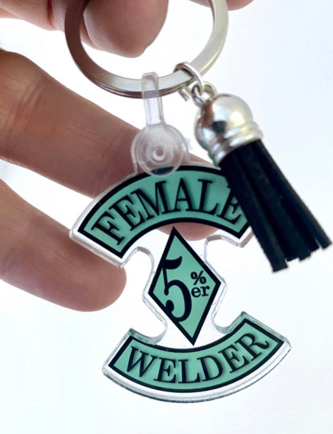 Female Welder 5%er Keychain