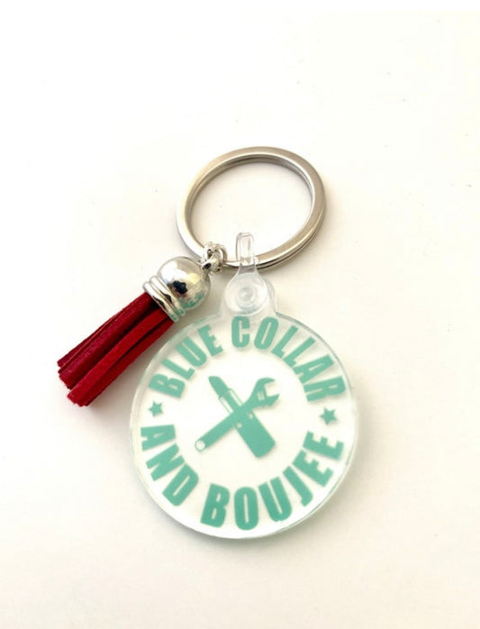 Blue Collar and Boujee Keychain