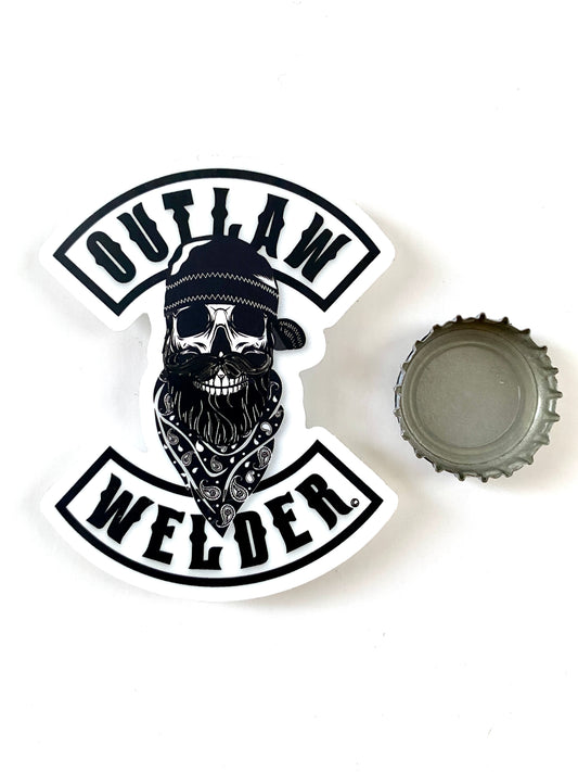 Outlaw Welder Sticker White Outline