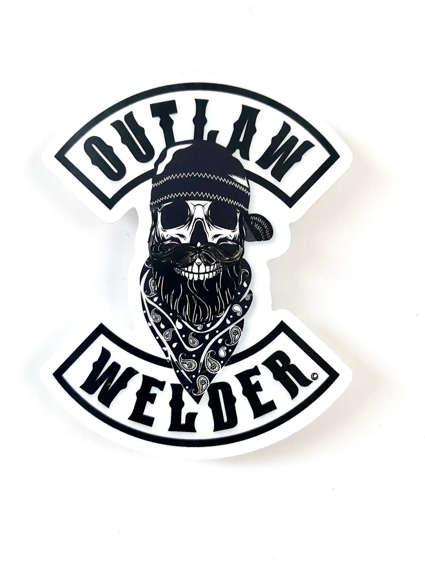 Outlaw Welder Sticker White Outline