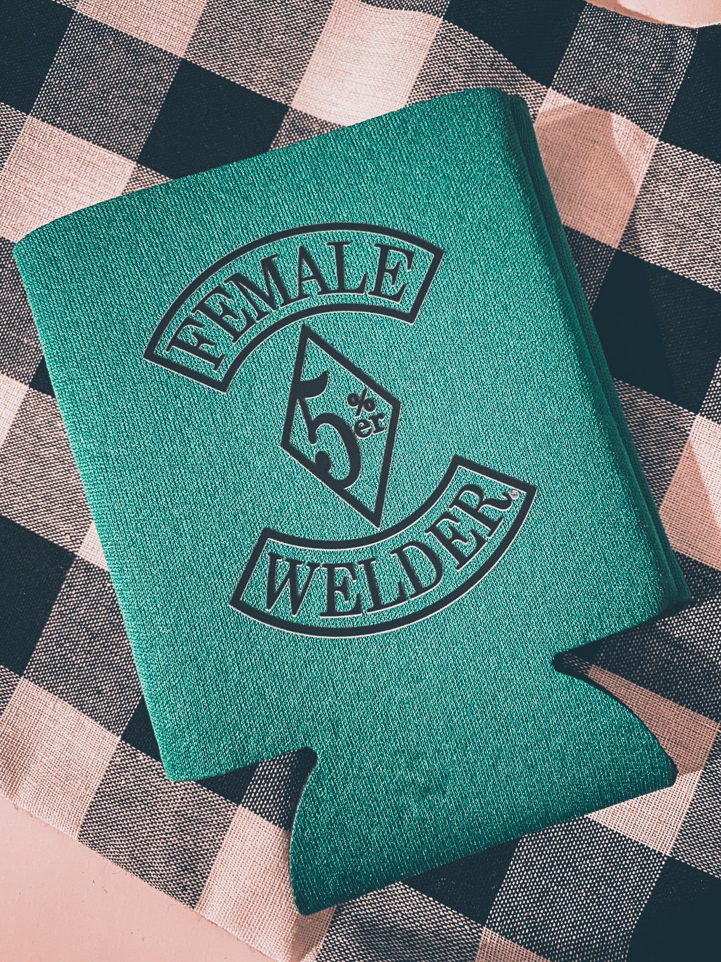 Female Welder 5%er Coozie
